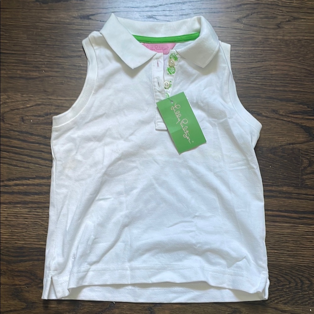 Lilly Pulitzer White Sleeveless Polo Shirt for Kids
